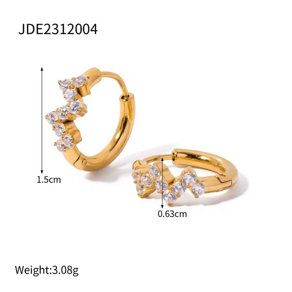 18K Gold Plated Cubic Zirconia Earrings - Picture 5 of 5